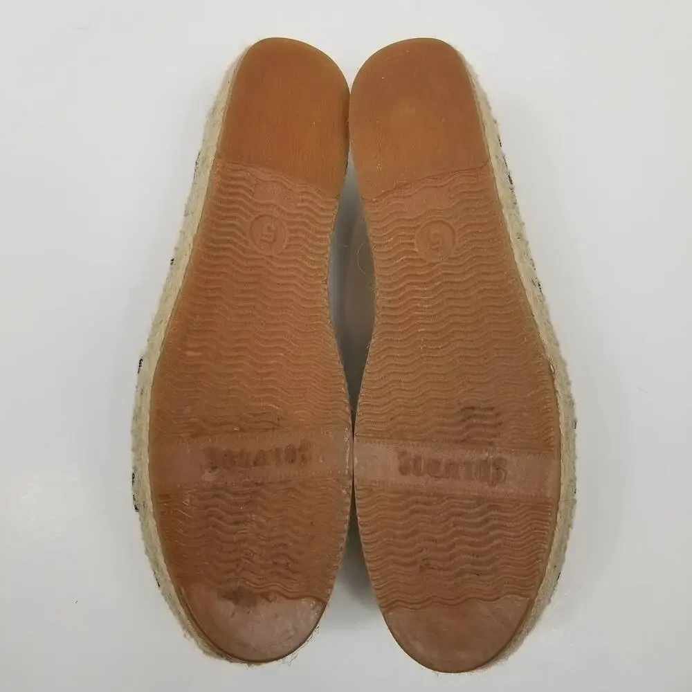 Soludos Women's Striped Knot Cream Black Espadrilles Size 5